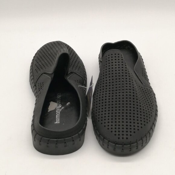 Harmony Balance Womens Sandal Sashay Black Clog Perforated Elastic Insets 6 - Picture 3 of 10